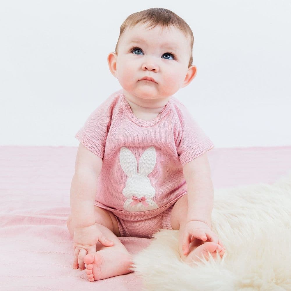 Dandelion Knitted Bunny Top & Pants Dusky Pink A3593