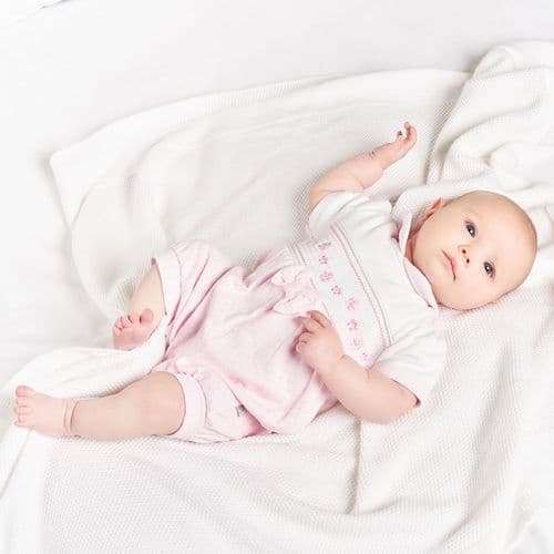 Dandelion Summer Flowers And Bow Smocked Romper AV2430