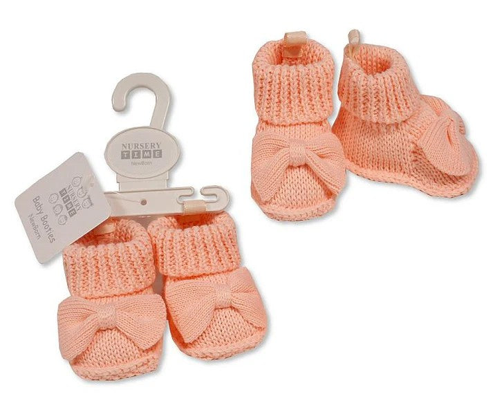 Nursery Time Pink Knitted Bow Booties