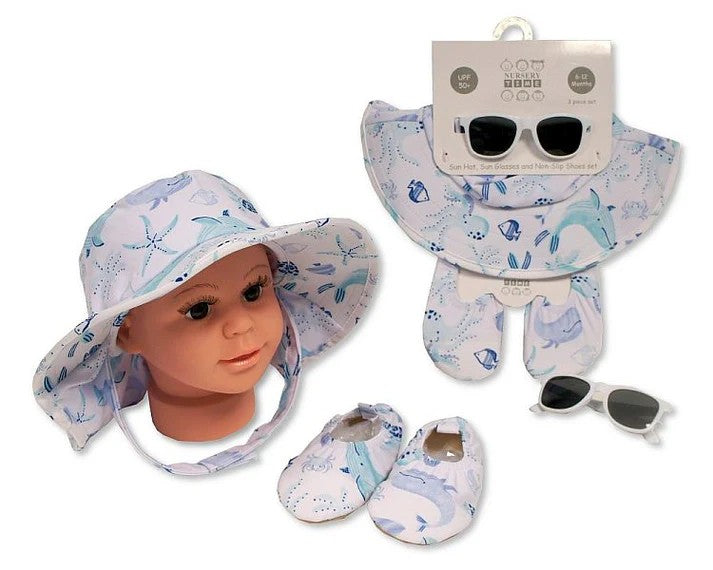 Nursery Time Boys Sun Hat Sun Glasses And Shoe Set