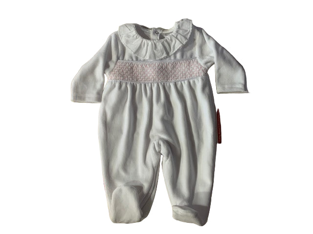 Pex Winter Velour Evie Sleepsuit White