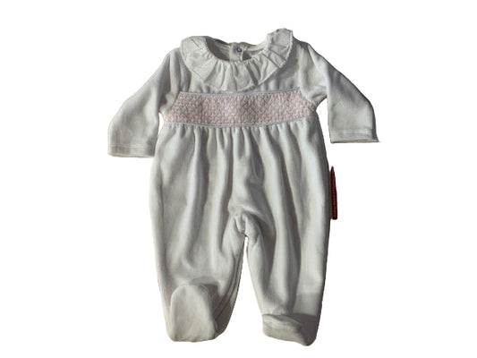 Pex Winter Velour Evie Sleepsuit White