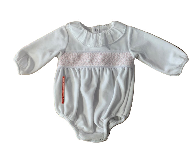 Pex Winter Velour Evie Romper White