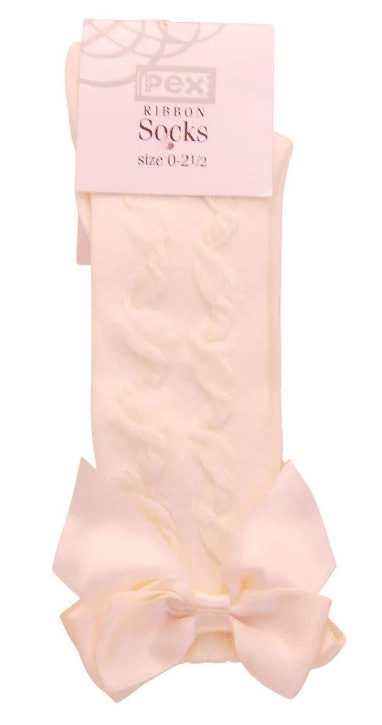 Pex Grazia Knee High Bow Sock Ivory