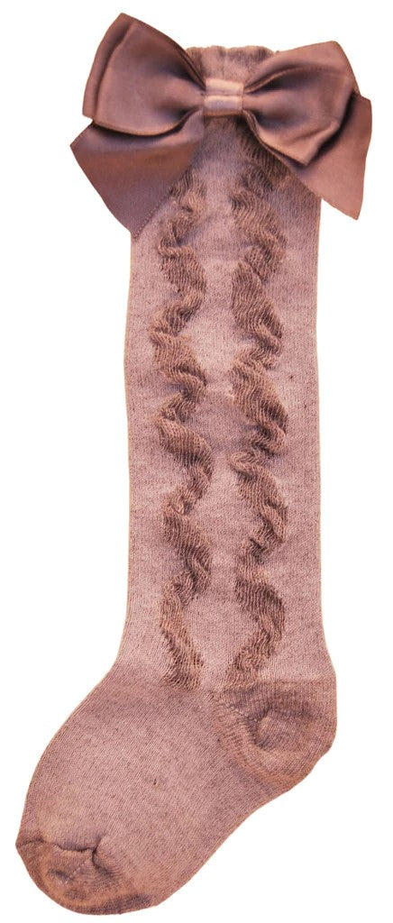 Pex Grazia Knee High Bow Sock Grey