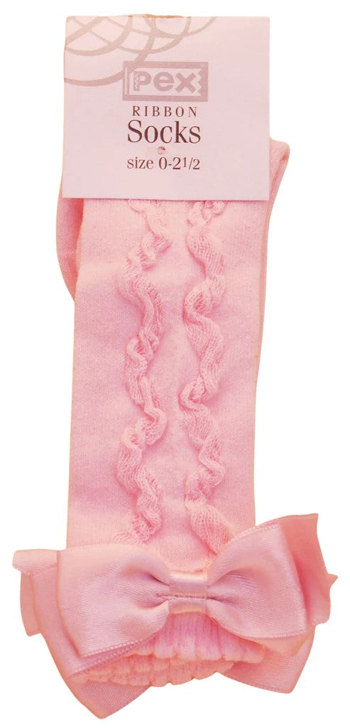 Pex Grazia Knee High Bow Sock Pink