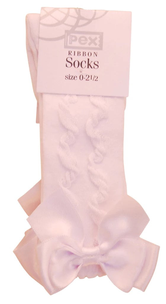 Pex Grazia Knee High Bow Sock White