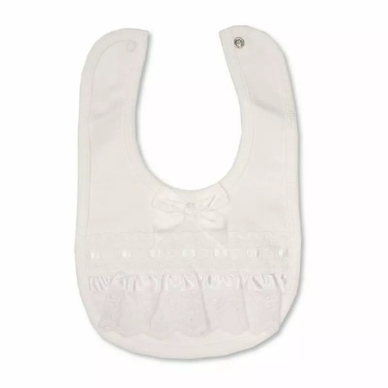 My Little Chick White Popper Bib White Bow