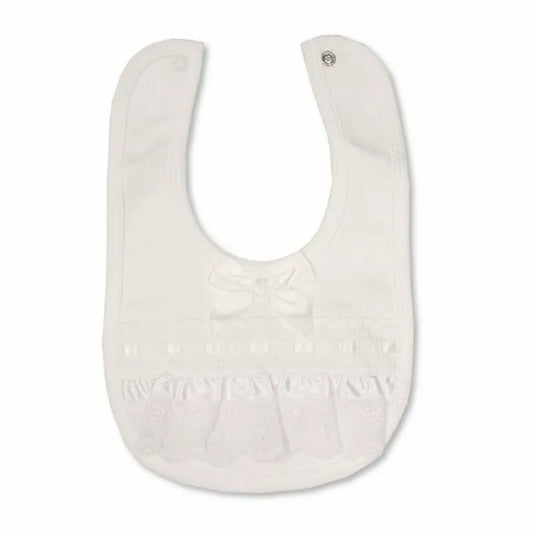 My Little Chick White Popper Bib White Bow