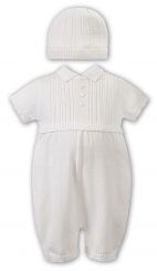 Sarah Louise Summer Boys Ivory Knitted Romper & Hat 008020