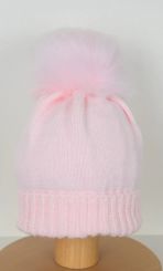 Pex Knitted Single Pom-Pom Hat Pink