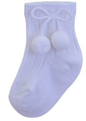 Pex White Pompom Ankle Sock