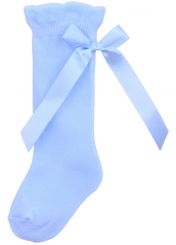 Pex Pale Blue Bow Knee High Socks