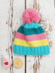 Blade & Rose Pastel Striped Bobble Hat