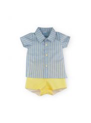 Sardon Spanish Summer Shirt And Short Set Blue And Lemon 21AB-84