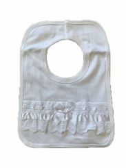 My Little Chick White Bib With White Ribbon Detailing