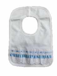 My Little Chick White Bib With Pale Blue Ribbon Detailing