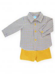 Sardon Spanish Shirt And Short Set Mustard Check 22AB-48