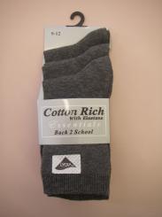 Unisex Ankle School Socks Grey Three Pack