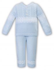 Dani By Sarah Louise Winter Boys Two Piece Set Blue And White D09651