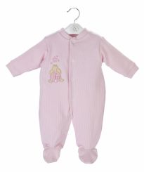Dandelion Rabbit & Star Ribbed Sleepsuit Pink AV20355