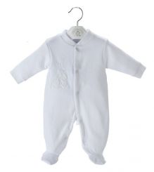 Dandelion Rabbit & Star Ribbed Sleepsuit White AV20355