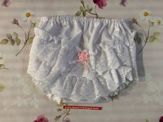 Pex Rose Frilly Bum Pants White With Pink
