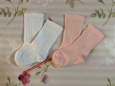 Pex Classic Knee High Socks 2 Pair Pack White/Pink
