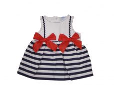 Sardon Spanish Summer Girls Navy And White Stripe Dress