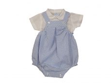 Sardon Spanish Bubble Set In White and Pale Blue Check AB-11