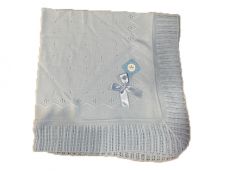 Sardon Spanish Knitted Blanket With Bow Pale Blue 023AM-850
