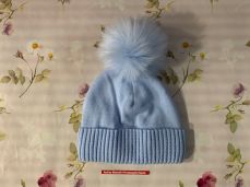 Pex Knitted Single Pom-Pom Hat Pale Blue