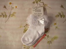 Pex White Isla Bow And Frill Ankle Sock