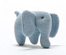 Best Years Knitted Organic Elephant Rattle Blue