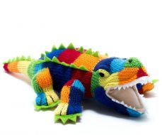 Best Years Knitted Crocodile Baby Rattle In Bold Stripes