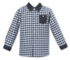 Sarah Louise Boys Winter Grey Checked Shirt 011772