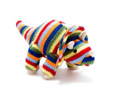 Best Years Knitted Stripe Triceratops Rattle