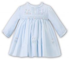 Sarah Louise Winter Pale Blue Dress With Flower Embroidery 012454