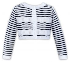 Sarah Louise Girls Summer Navy And White Cardigan 011508