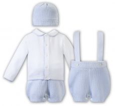Dani By Sarah Louise Winter Boys Knitted Three Piece Set White/Blue D09554
