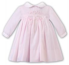 Sarah Louise Winter Pink Dress With White Flower Embroidery 012459