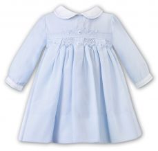 Sarah Louise Winter Blue Dress With White Flower Embroidery 012459