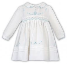 Sarah Louise Winter Ivory And Mint Embroidered Dress 011645