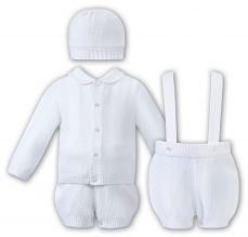 Dani By Sarah Louise Winter Boys Knitted Three Piece Set White D09554