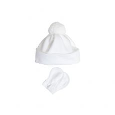 Satila Cotton Baby Hat And Mittens Blabar White