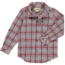 Me & Henry Atwood Woven Shirt Blue And Burgundy Plaid