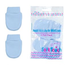 Soft Touch Anti Scratch Mittens Two Pack Blue