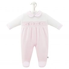 Dandelion Rabbit & Star Smocked Sleepsuit Pink AV6128