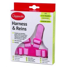 Clippasafe Premium Harness And Reins With Anchor Straps Pink