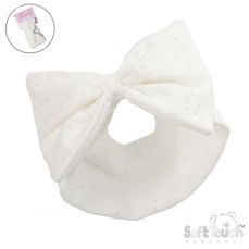 Soft Touch White Broderie Anglaise Bow Headband